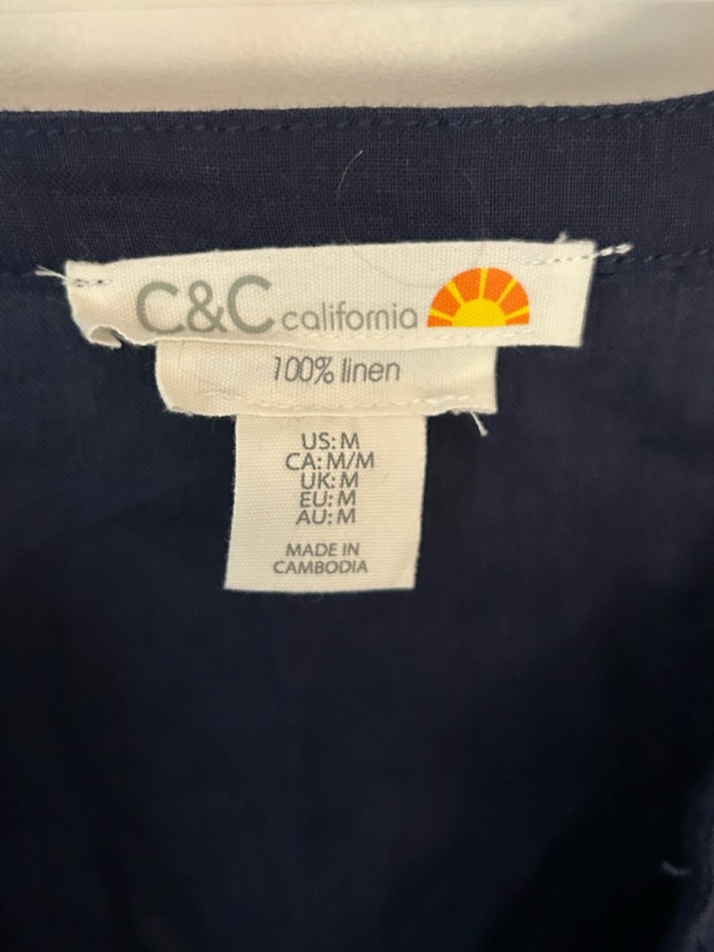 C&C California Navy Short-Sleeve Button-Front Band Collar Shirt - Picture 2 of 2
